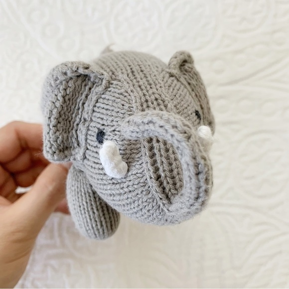 Estella Hand Knit Organic Stuffed Animal Rattle, Elephant - Picture 2 of 5